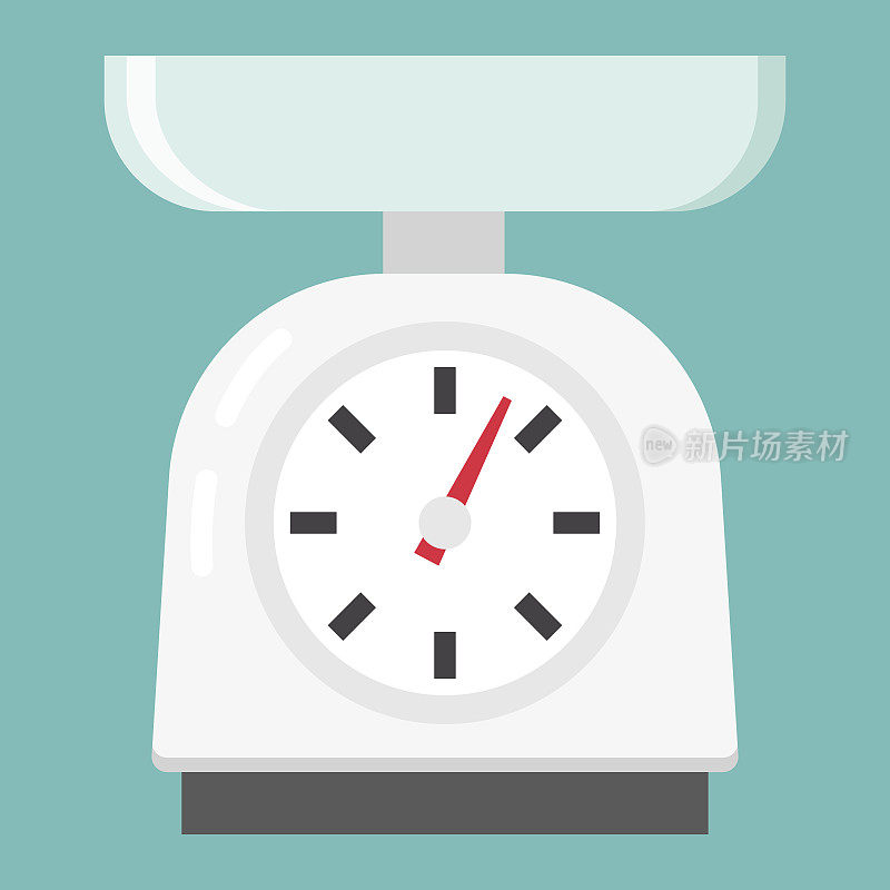 Kitchen scales flat icon, household and appliance, vector graphics, a colorful solid pattern on a white background, eps 10.